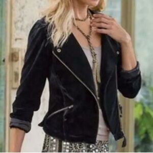 Soft Surroundings black velvet Moto jacket Medium
